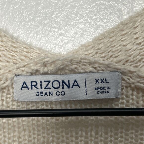 Arizona Jeans Co Cardigan Sweater XXL Beige Open Knit Teacher Minimalist Academy - Picture 3 of 5